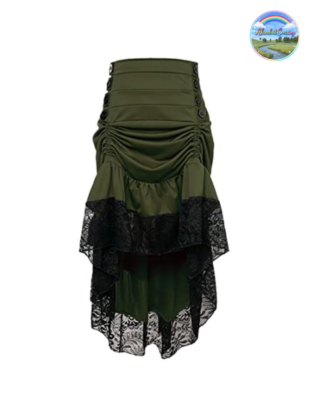 High Low Steampunk Victorian Gothic Lace Trim Ruffled Skirt